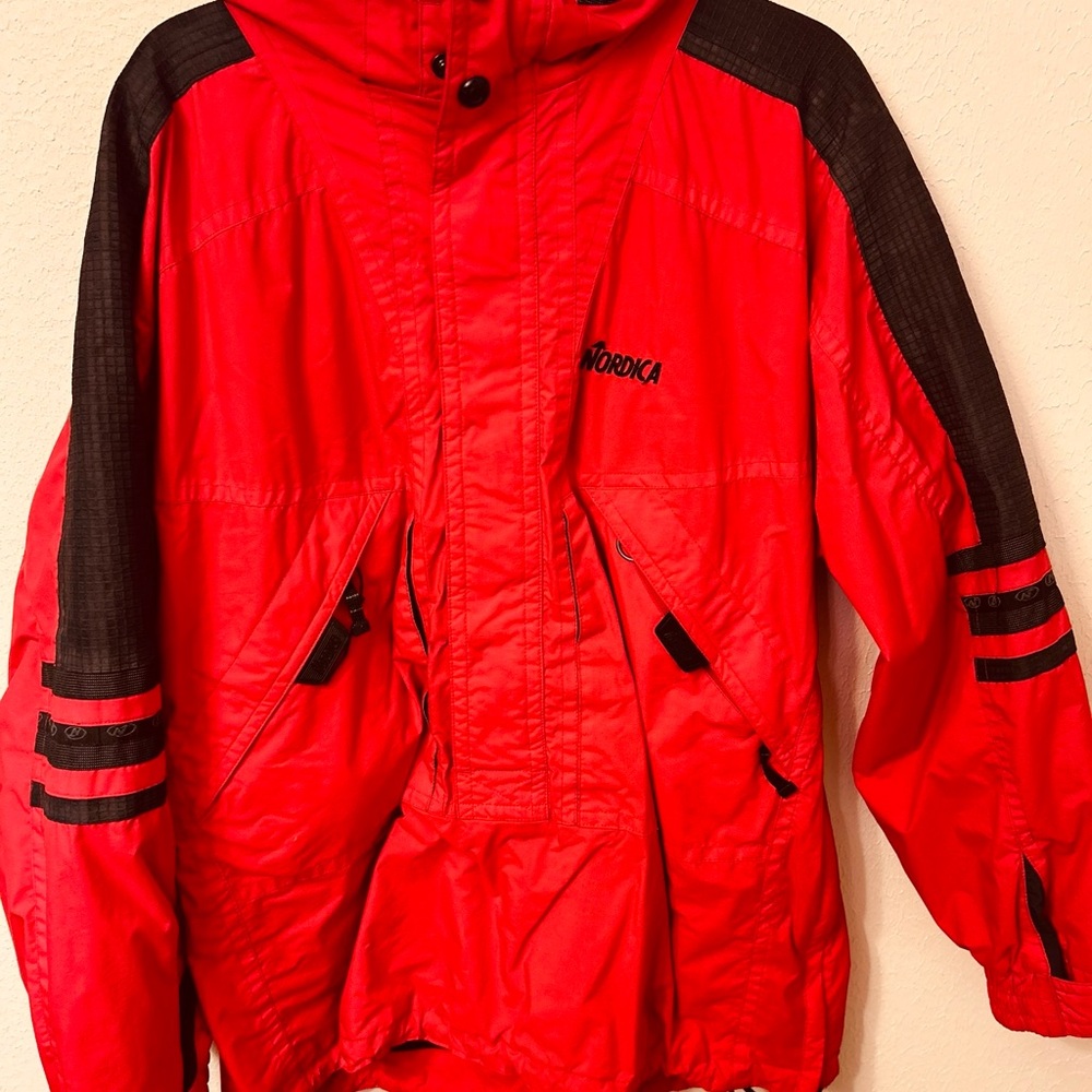 Vintage Red and Black Nordica Ski Jacket (L)